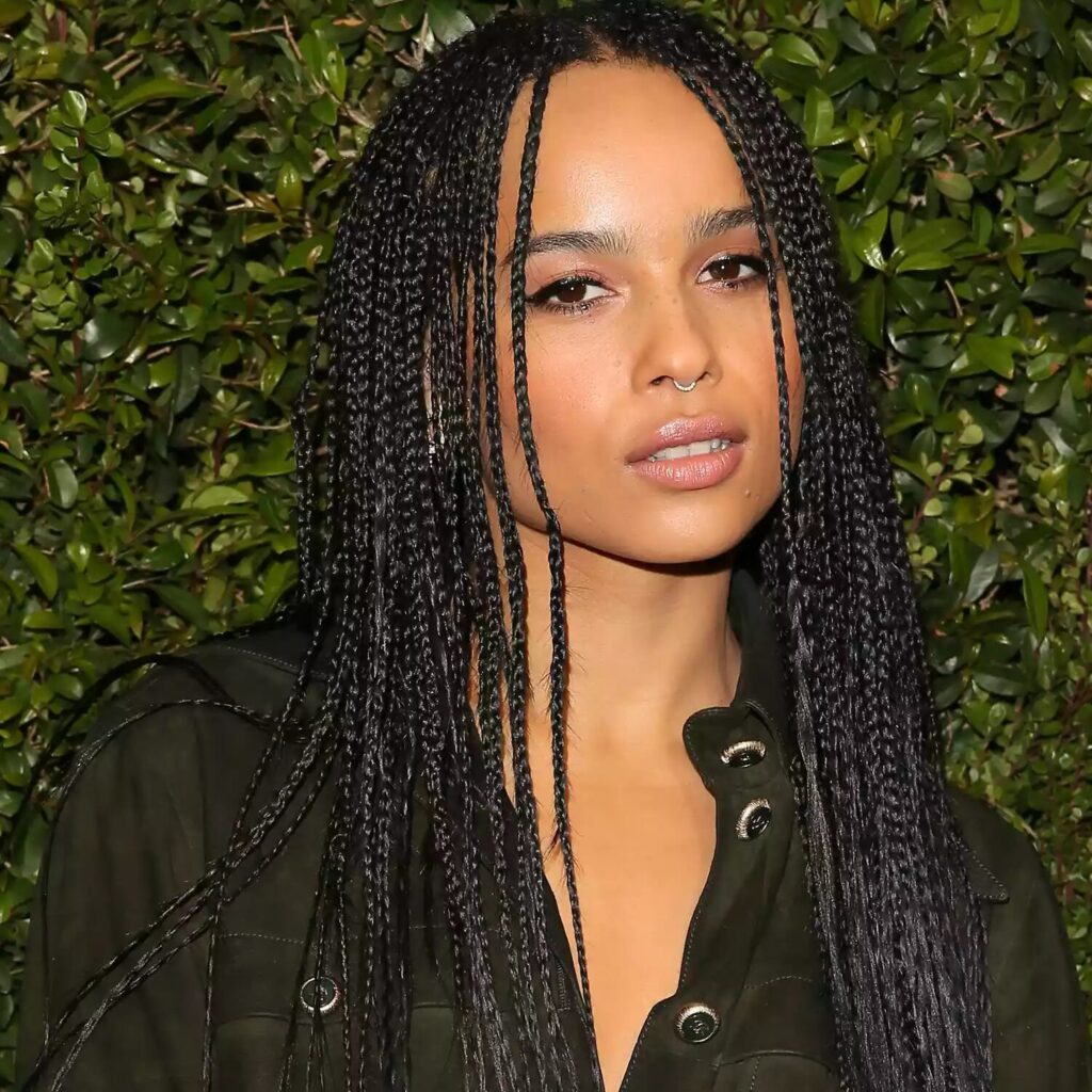 Intricate micro braids styled for lightness and detailed elegance.