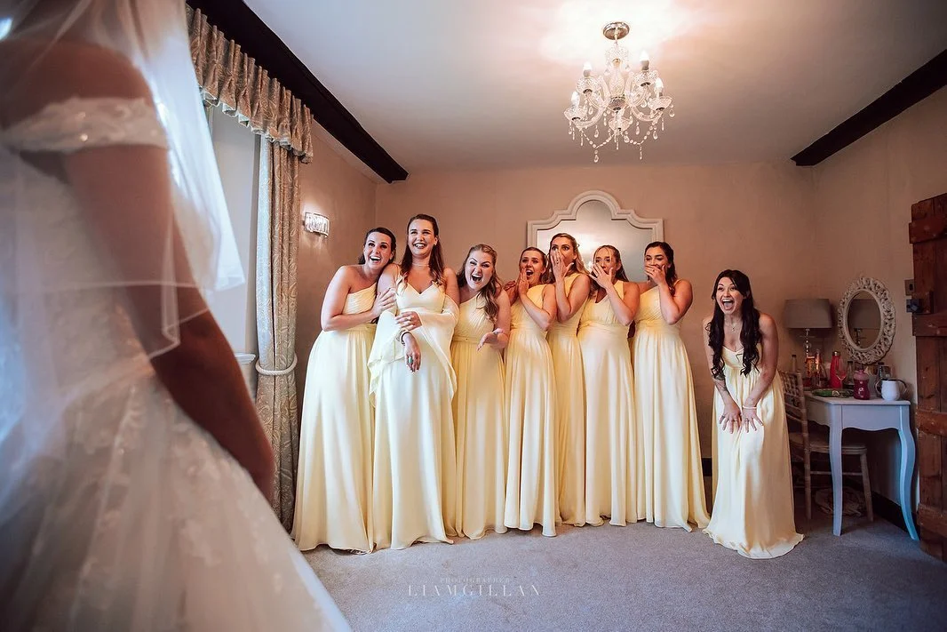 Classic Venue, Modern Yellow bridesmaid dresses