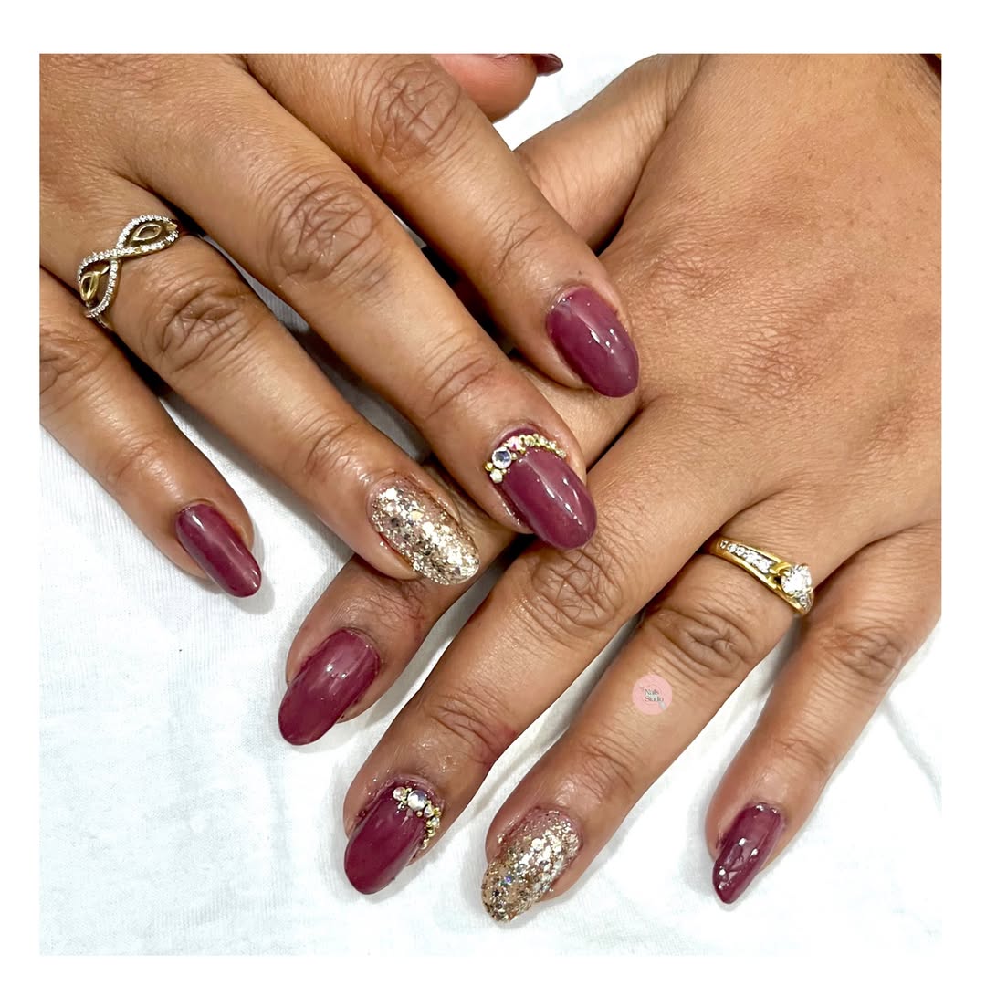 Deep Berry Elegance Nail Design