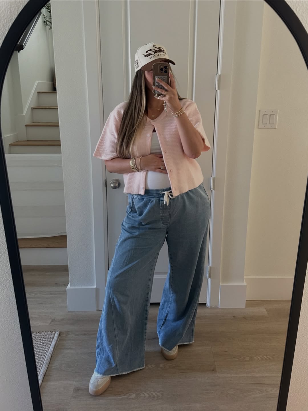 An outfit that looks put-together with soft textures and a relaxed fit.