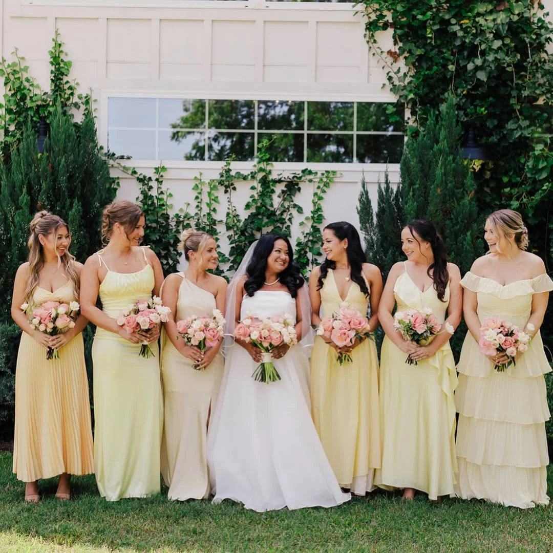 Floral-Friendly Yellow bridesmaid dresses