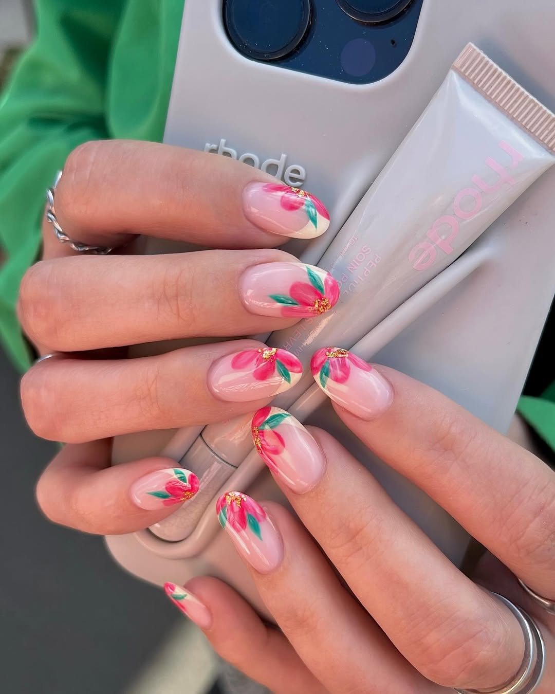 Soft Metallic Romance Nail Design