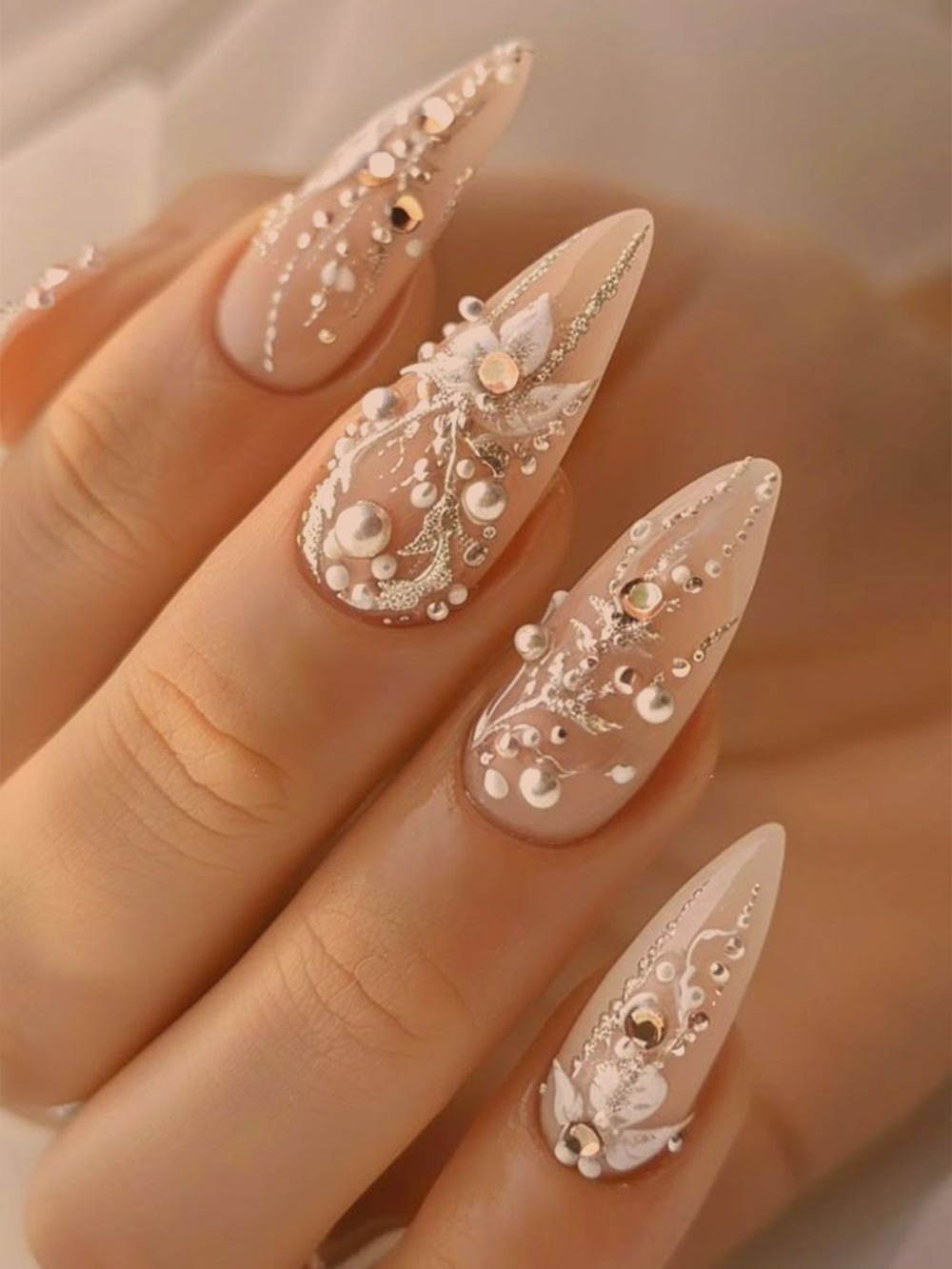 Soft Pearl Fairytale Nail Design