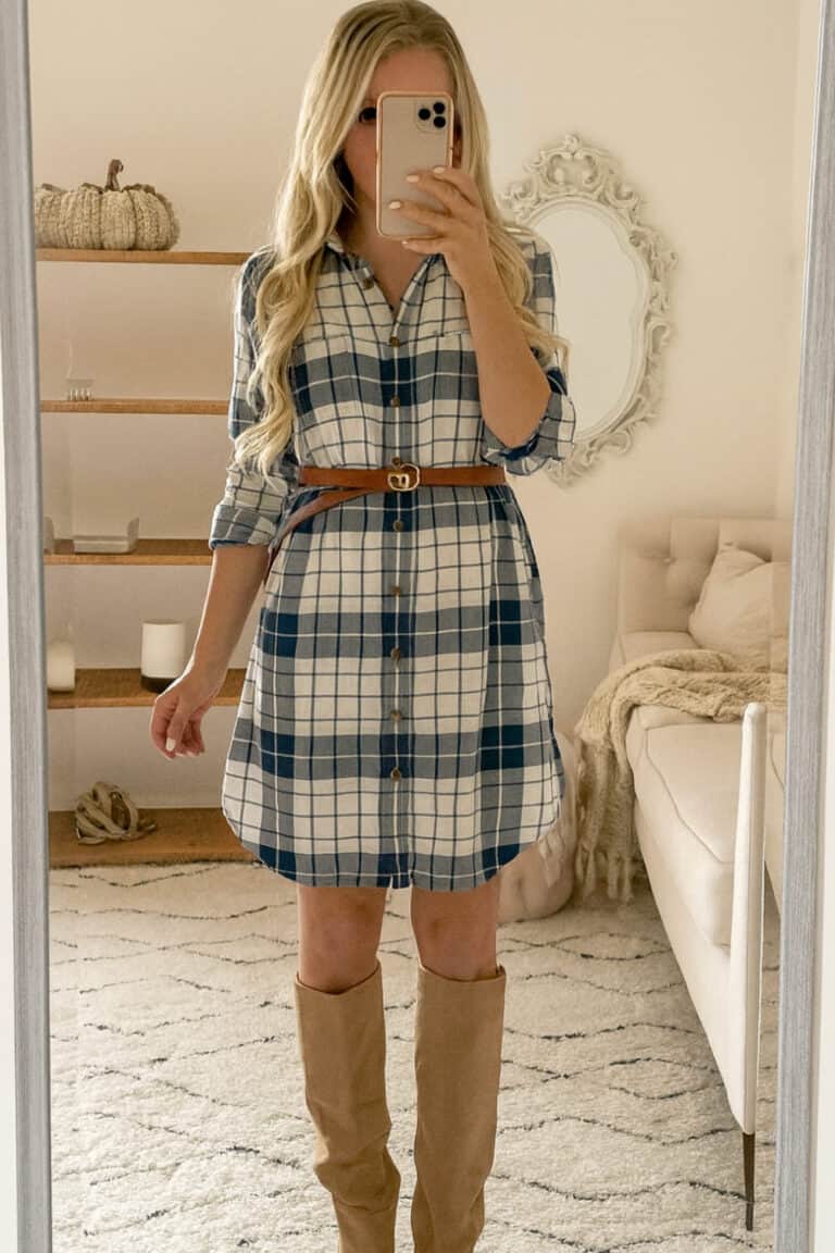 Woman wearing a plaid mini skirt and chunky combat boots