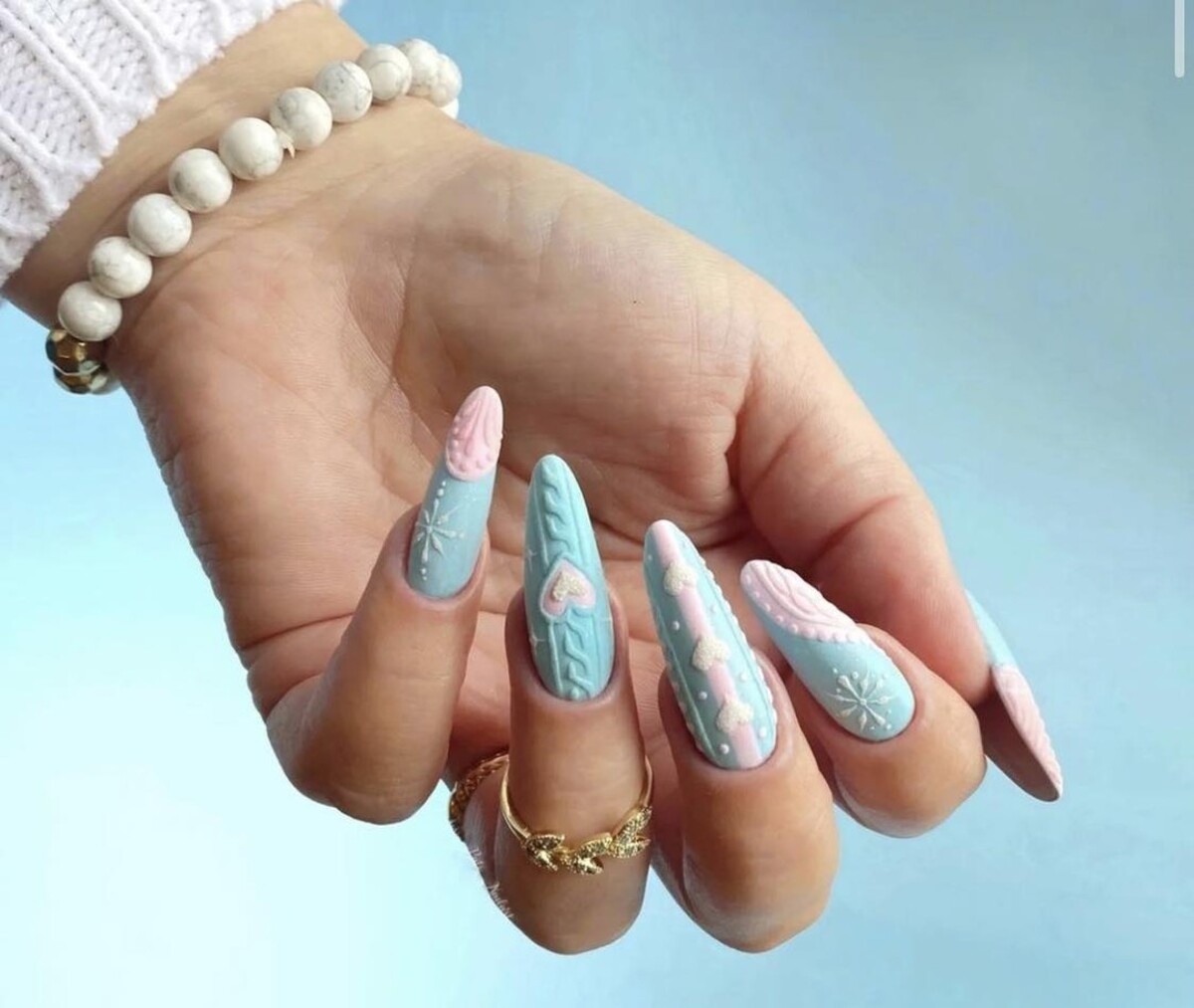 15. Pastel Blue and Pink Sweater Dreams