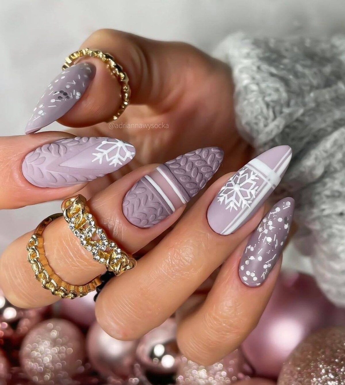 23. Frosted Mauve Knit Elegance