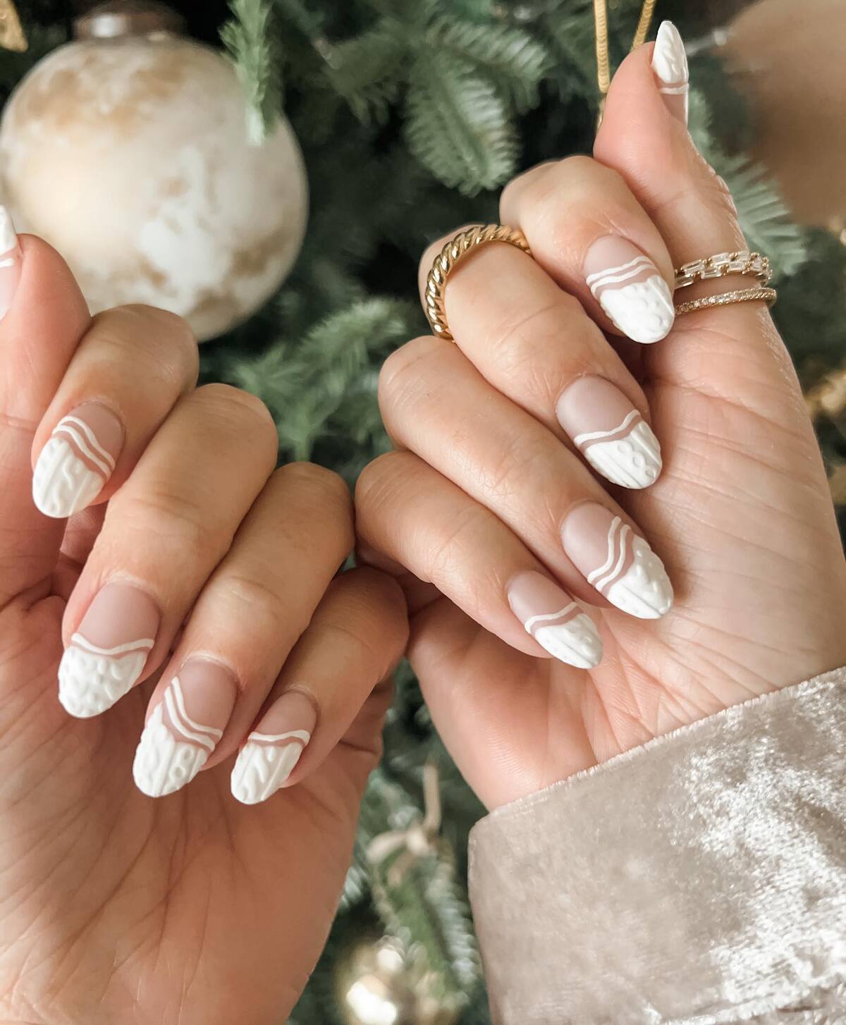 5. Chic White Sweater French Tips