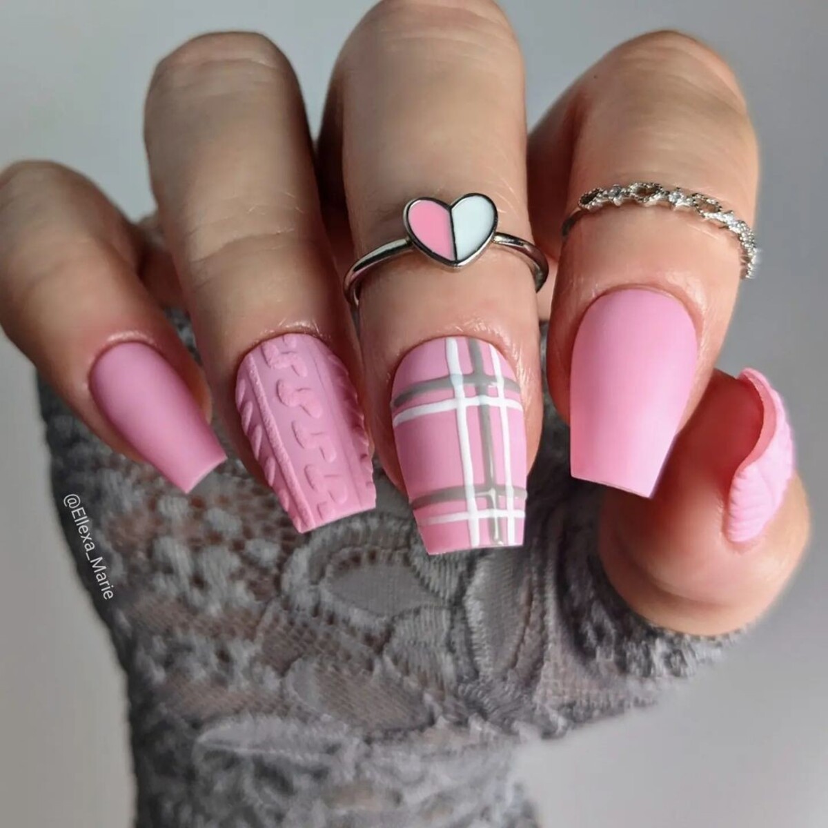 6. Pink Plaid and Sweater Knit Charm