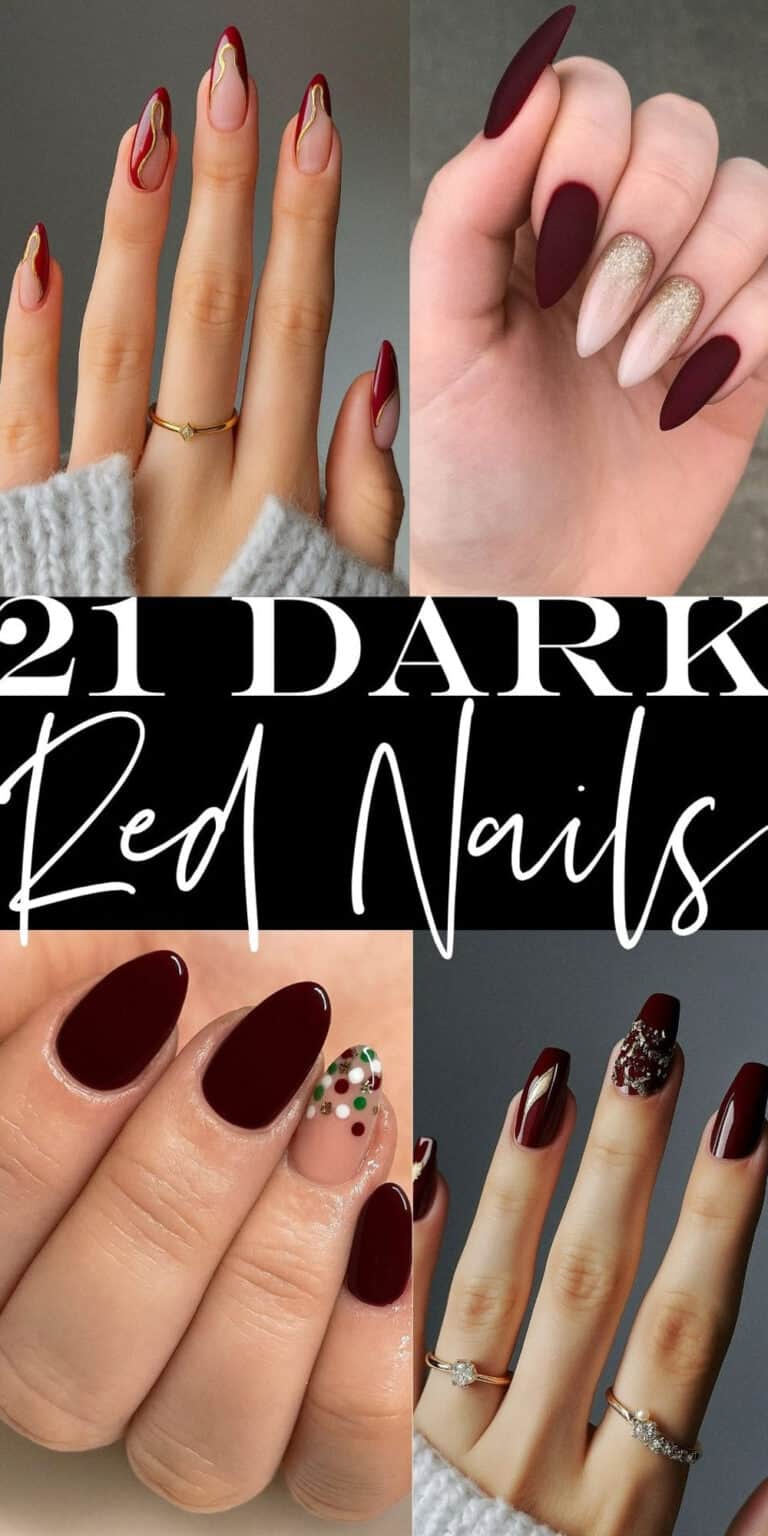 Collection of dark red nail designs