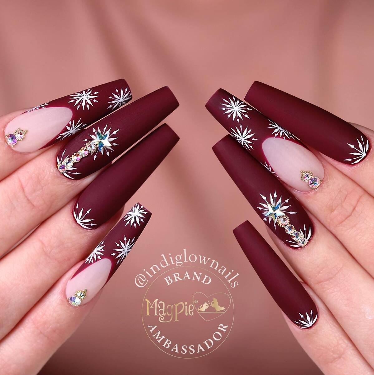 20. Matte Burgundy Stardust with Crystal Radiance