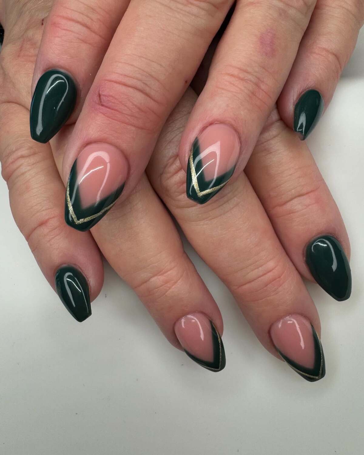 5. Deep Forest Tips with Golden Elegance