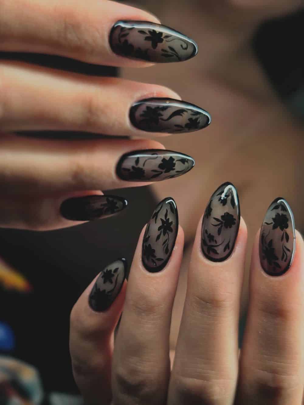 1. Sheer Black Florals