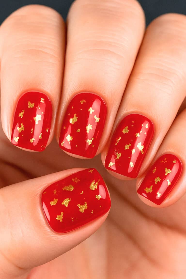 Gold foil New Year's Eve nails