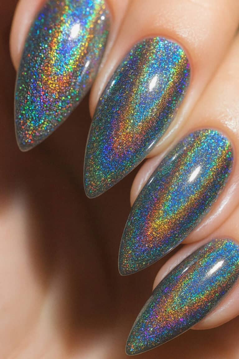 Holographic New Year's Eve nails
