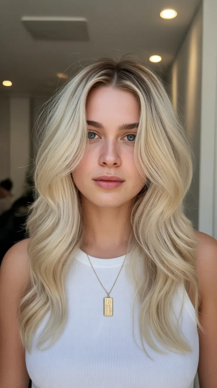 Feathered Layers in Soft Champagne Blonde