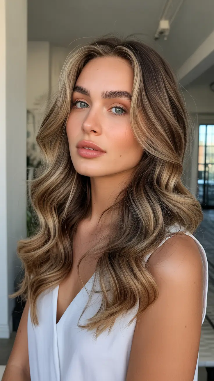 Medium-length hair with caramel highlights