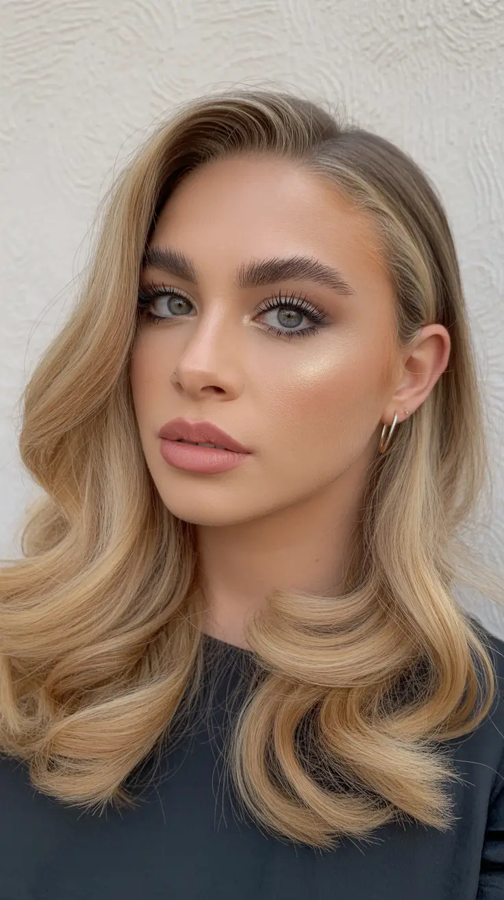 Vanilla champagne blonde hair with sculpted ends