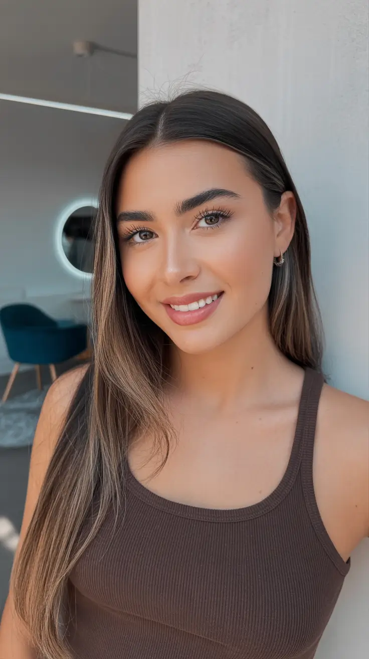 Light brown hair with subtle bright ends