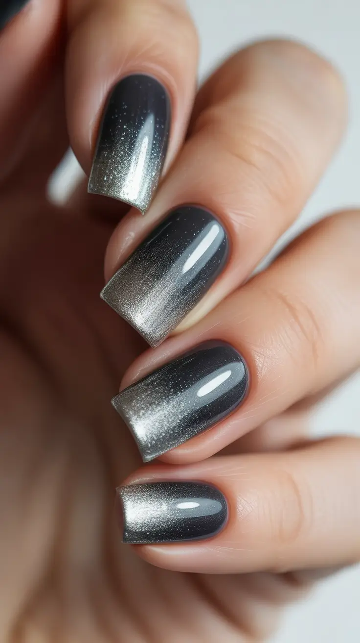 Silver gradient steel square nails.