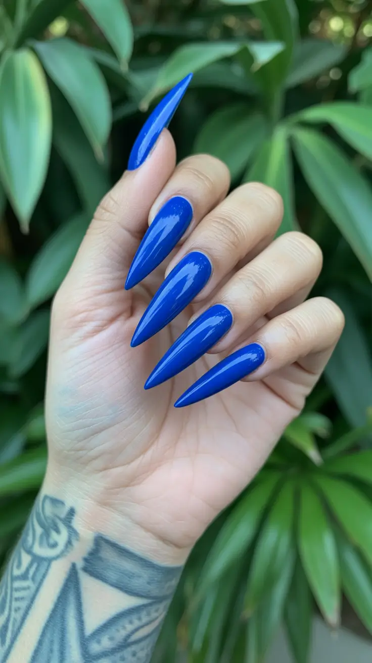 Electric Sapphire Stilettos With Mirror Shine