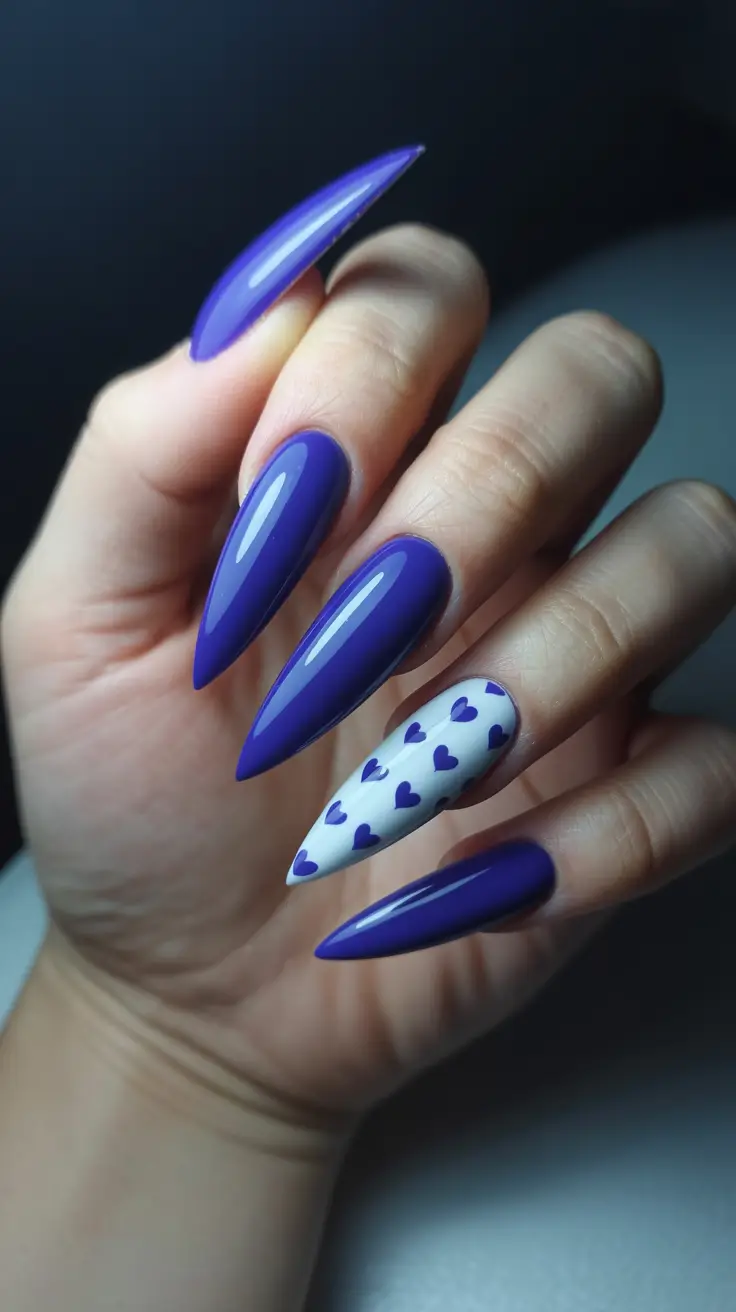 Purple Passion Stilettos With White Accent Hearts