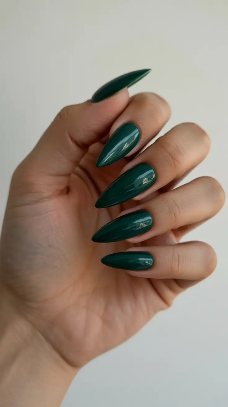 Deep Forest-Green Stilettos With Rich Depth