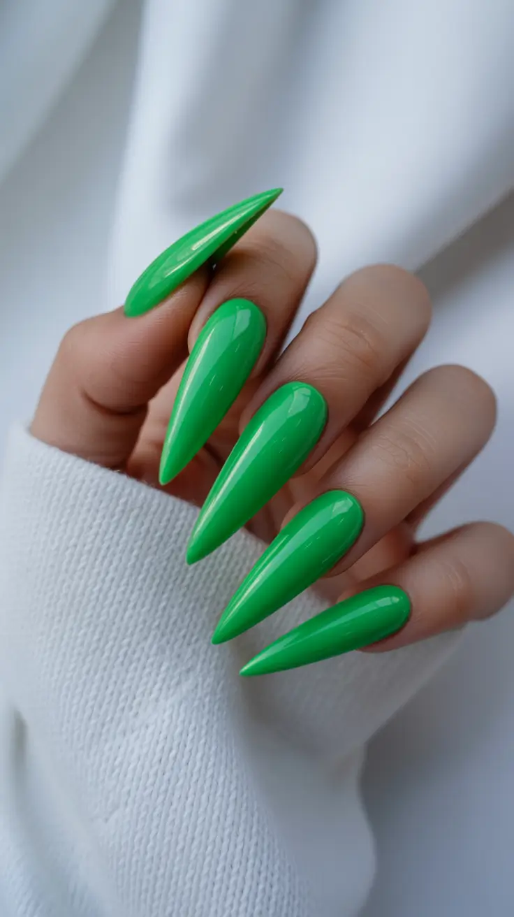 Bright Neon Green Stilettos With High-Gloss Simplicity