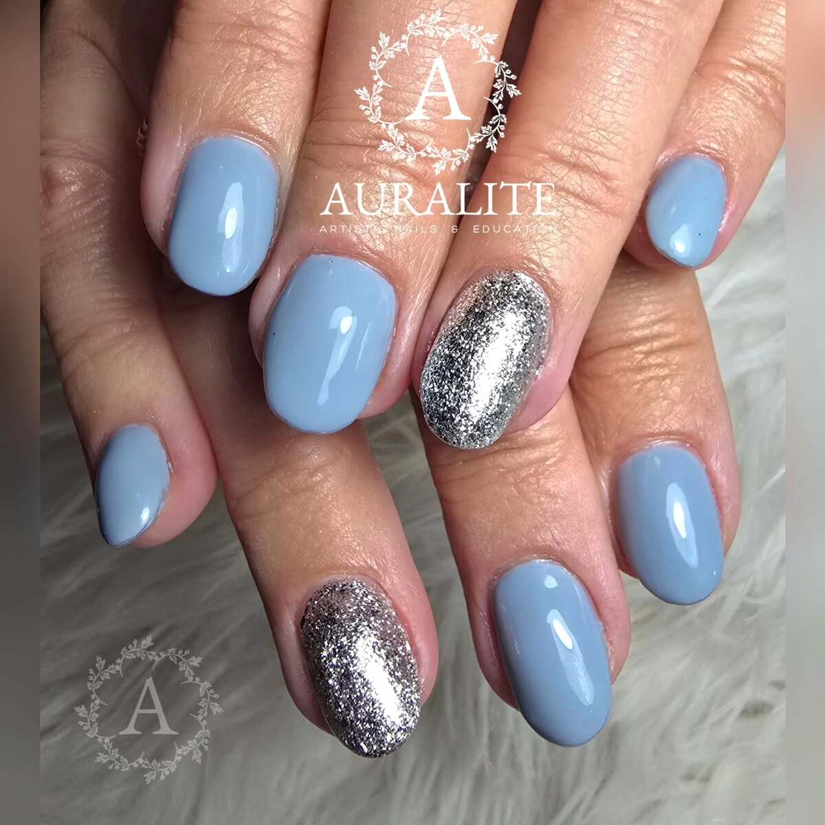 3. Sleek Winter Blue with Silver Sparkle