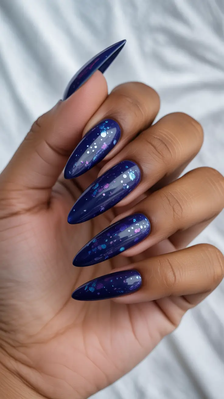Midnight Galaxy Sparkle Art Gel Nails
