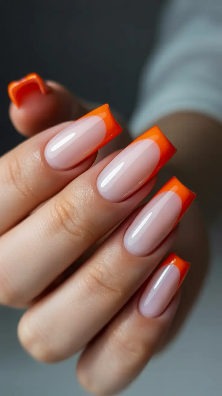 Tangerine Sunrise French Gel Nails