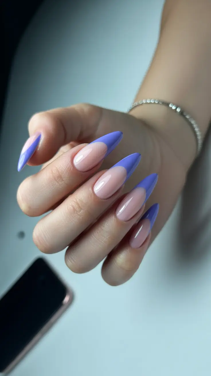Periwinkle Fade French Gel Nails