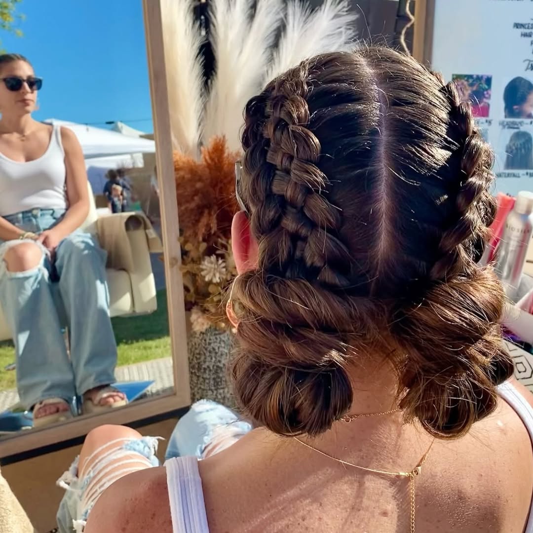 Low buns created from braided hair
