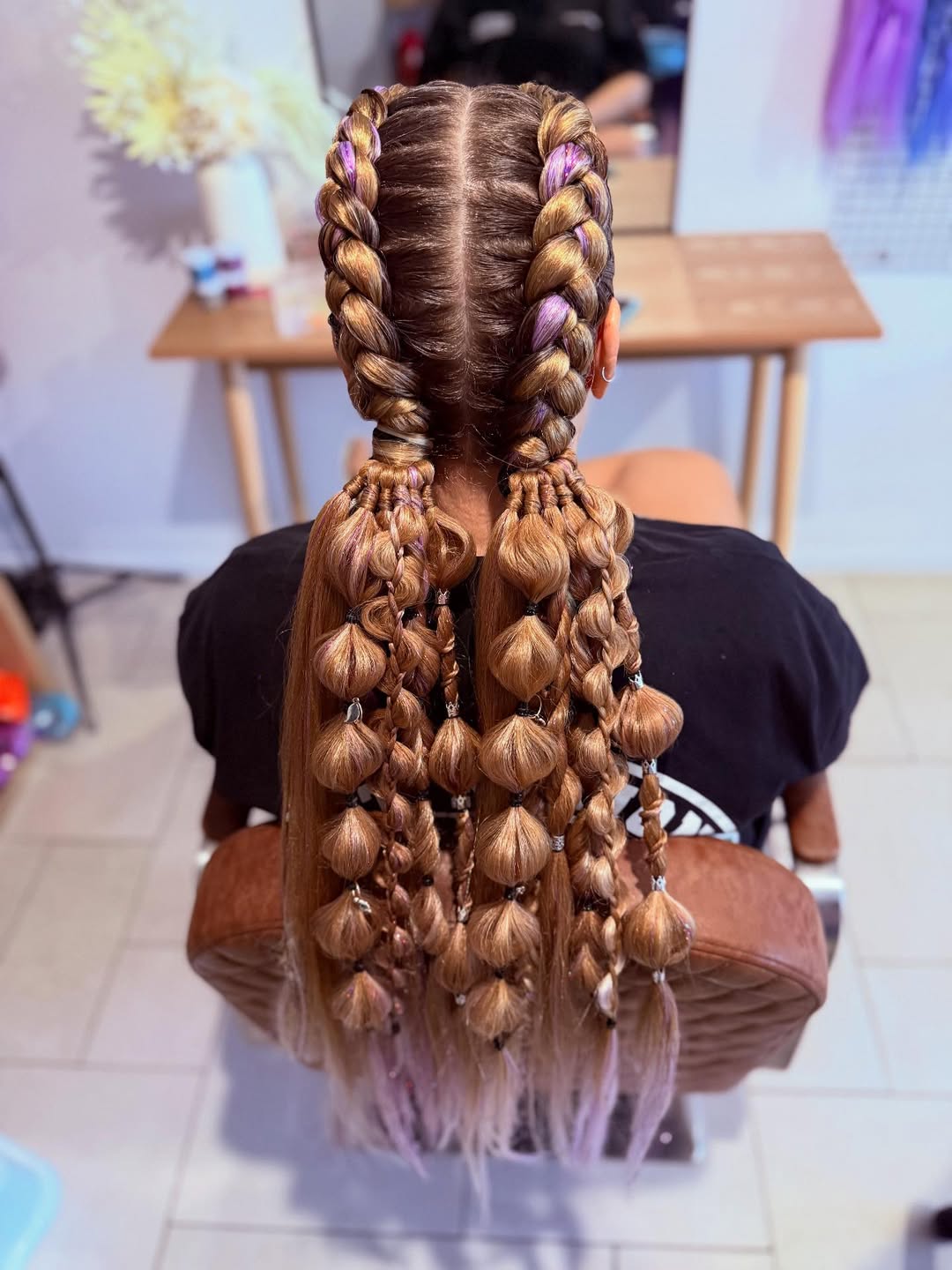 Bubble braids with a creative styling twist