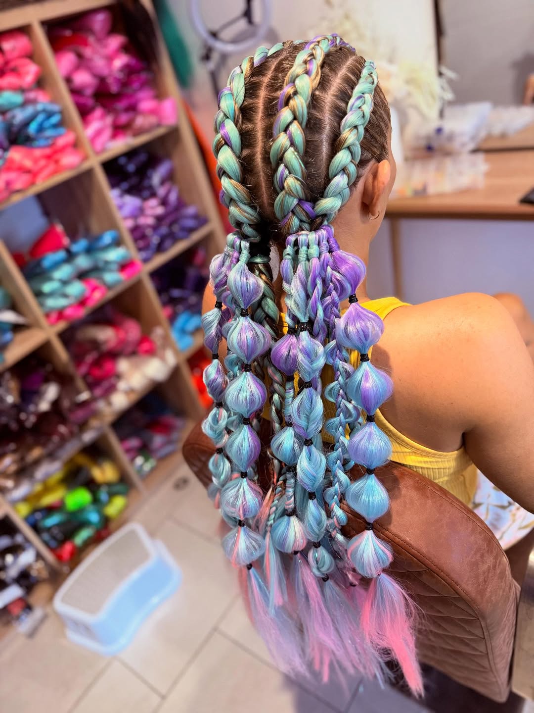 Festival braids with pastel color accents