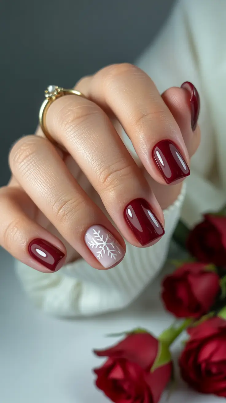 February nails designs 2026 Deep Cherry Romance