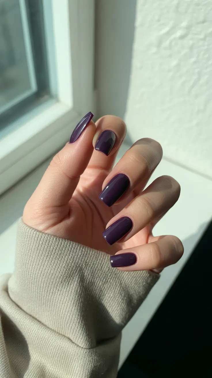 February nails designs 2026 Plum Classy Look