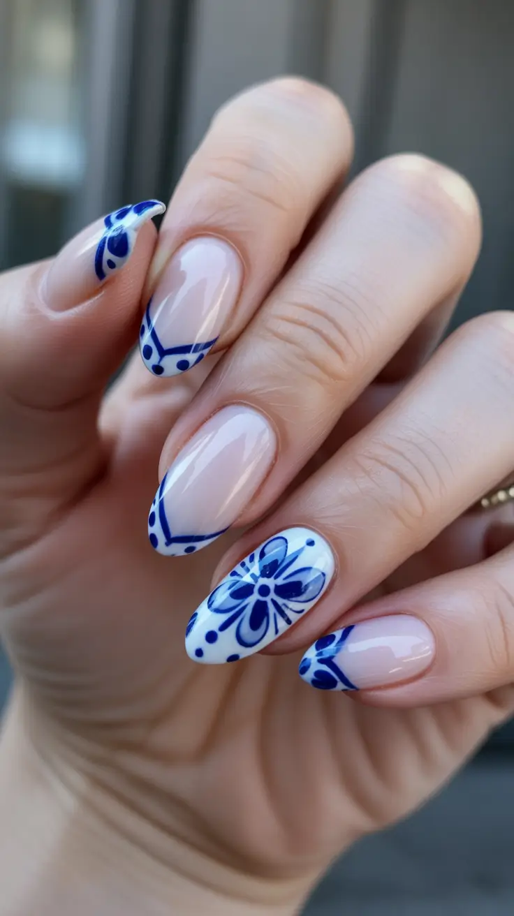 February nails designs 2026 Porcelain Almond Art