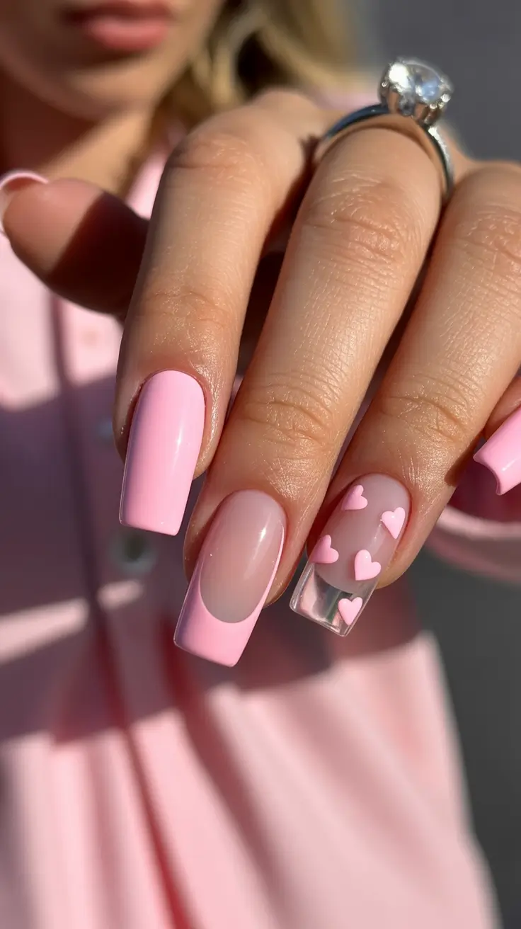 February nails designs 2026 Pink Hearts Valentine