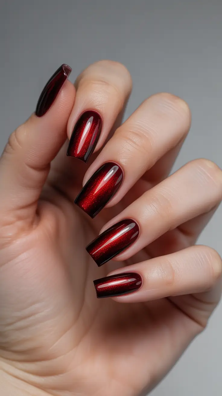 February nails designs 2026 Red Cat Eye Glow