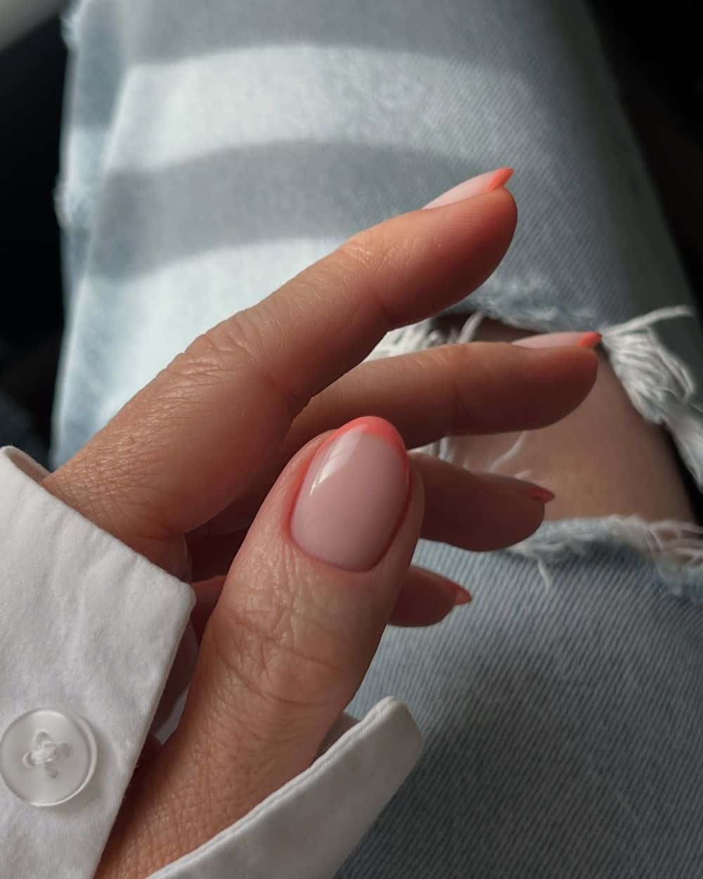Salmon colored nails