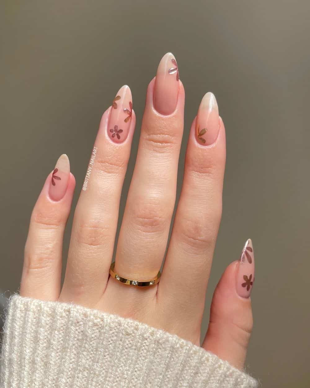 Chrome floral nail art