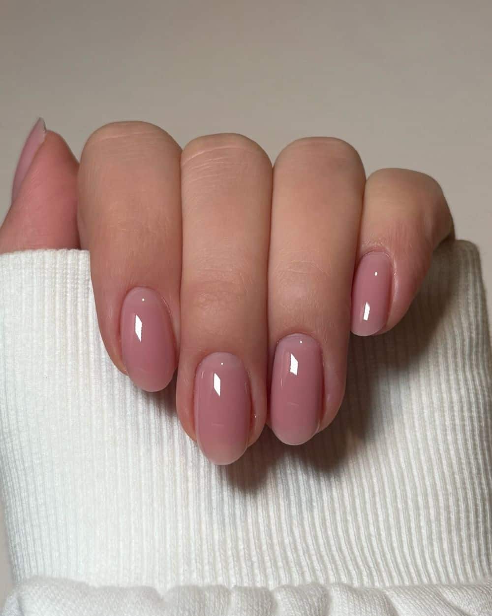 Sheer pink nails