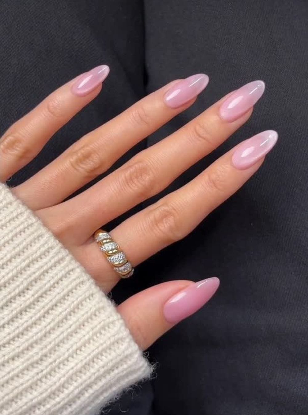 Pink shimmer nails