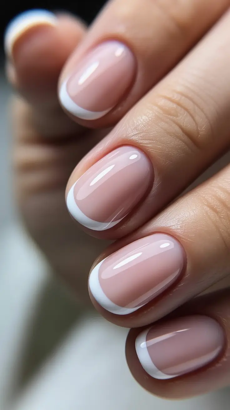 Short Classy French Round Nails