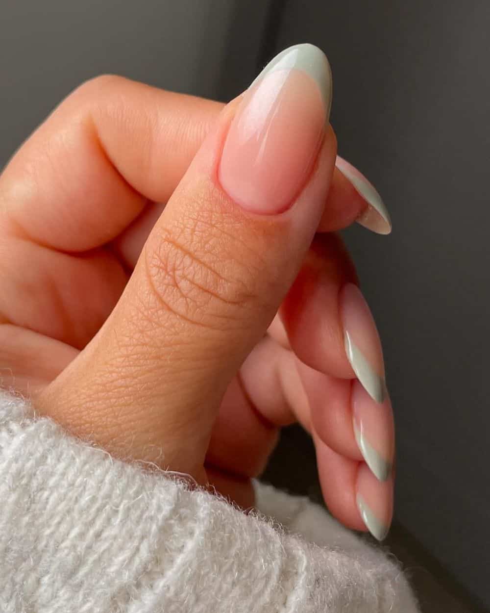 Solid sage green nails