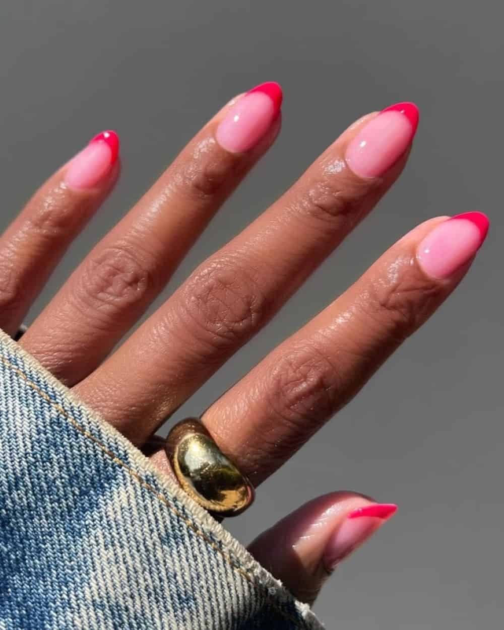 Jelly polish with hot pink tips