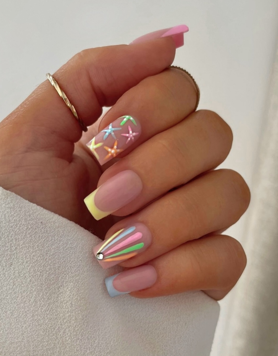 Pastel Stardust Symphony Nails