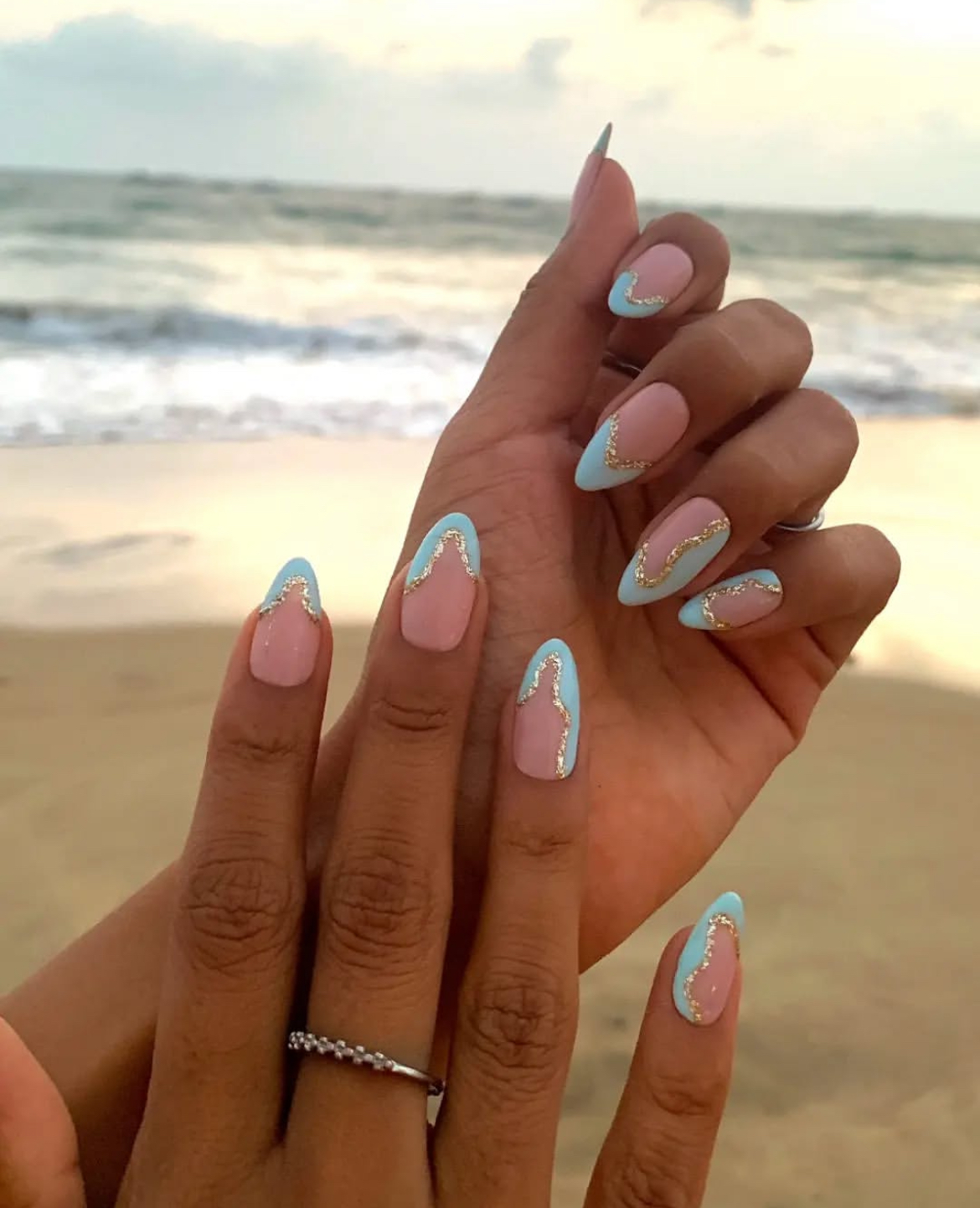 Ocean Whisper French Glow Nails