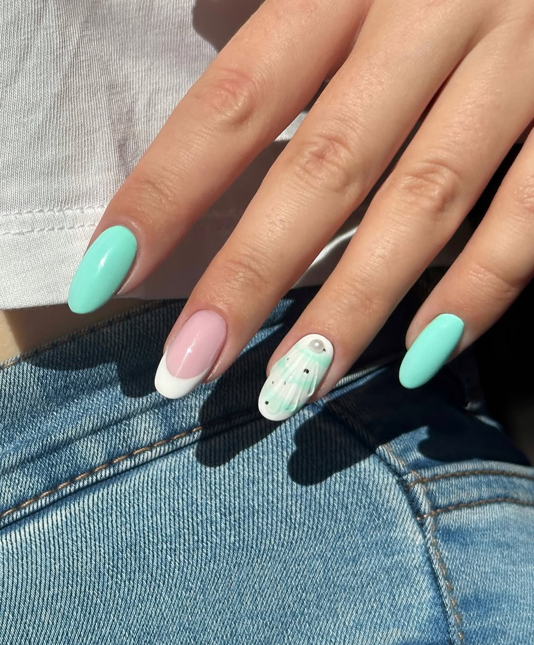 Ocean Whisper Mint and Blush Nails