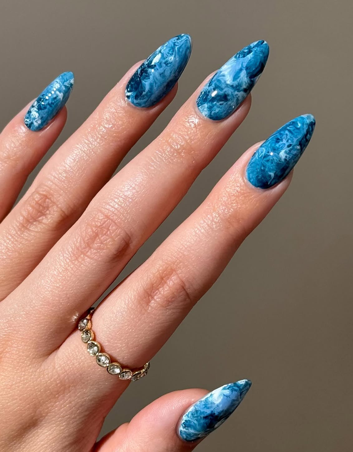 Ocean Ink Stone Swirls Nails